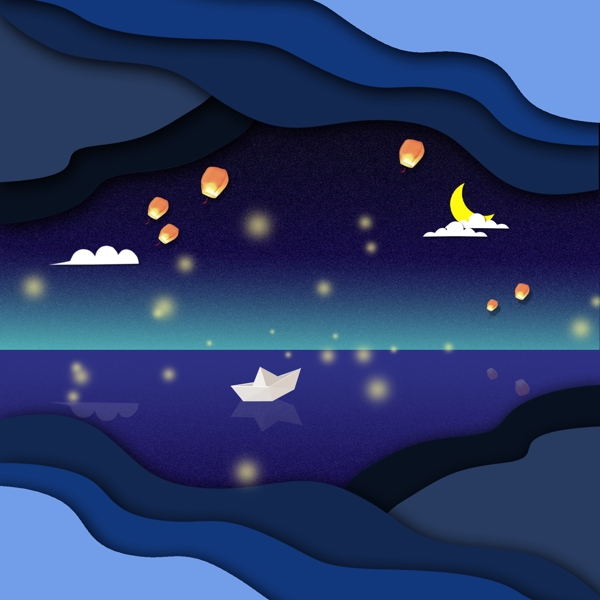 夜晚微立體主圖背景