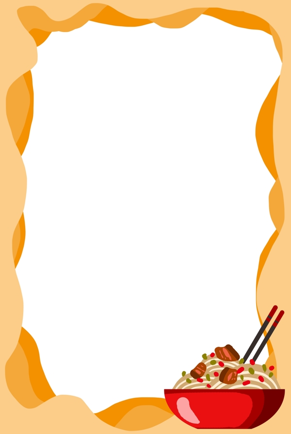 炒面邊框手繪插畫