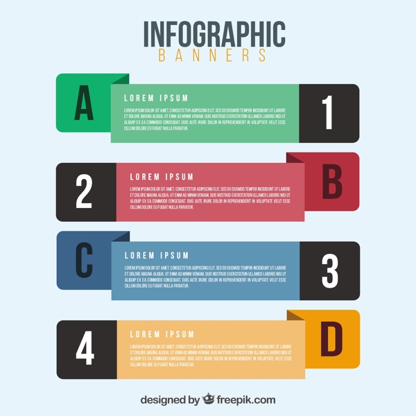 四个不同颜色分类信息图矢量素材