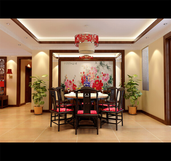 中式餐厅模型设计素材