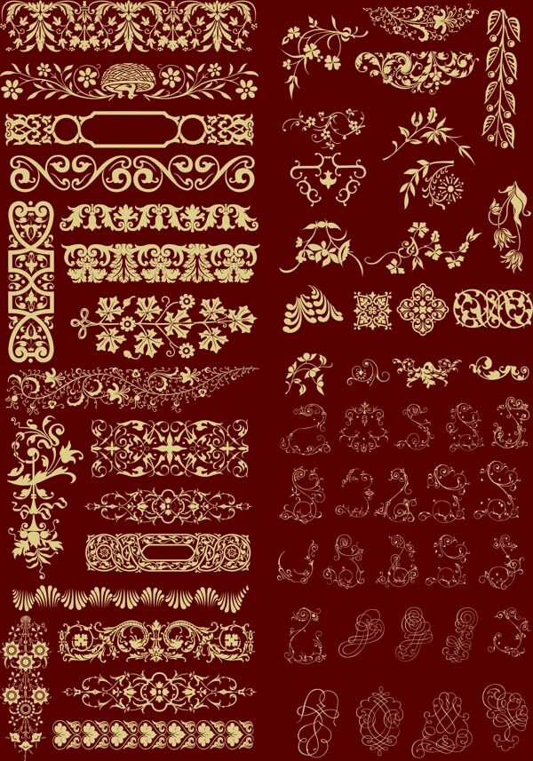 金絲線古典花紋PSD素材