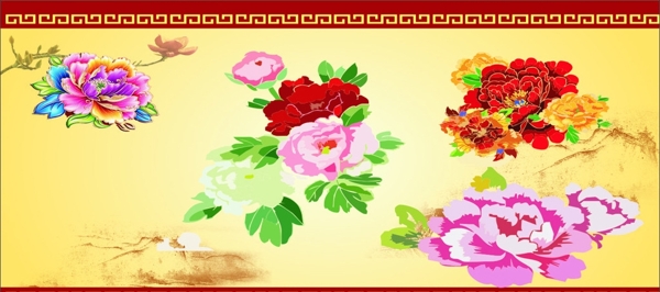 复古中国风花朵