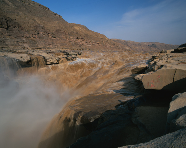 黄河瀑布景色摄影图片