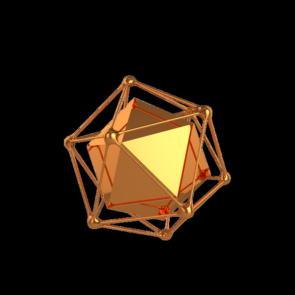 C4D金属材质立体几何图形装饰