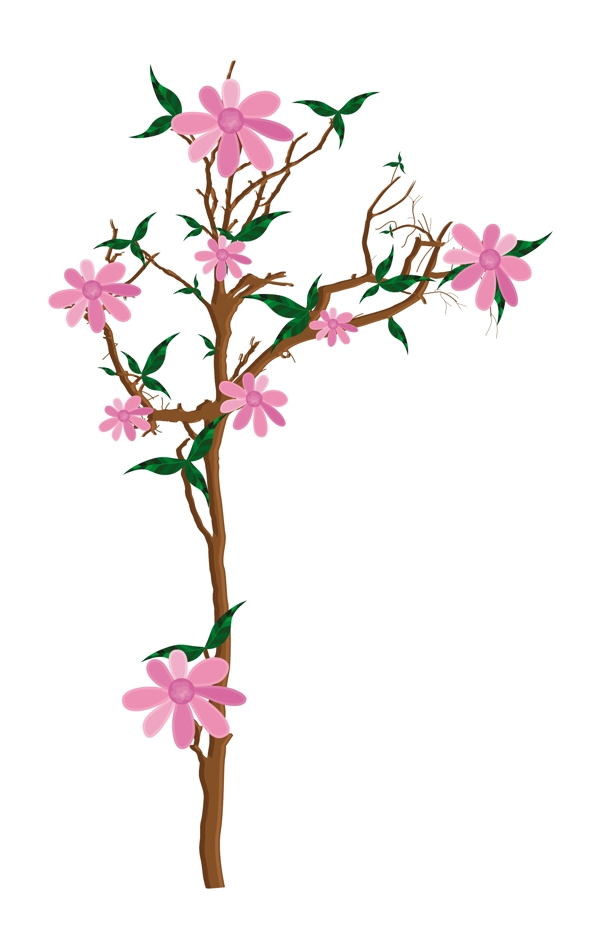 粉紅色的花植物插圖