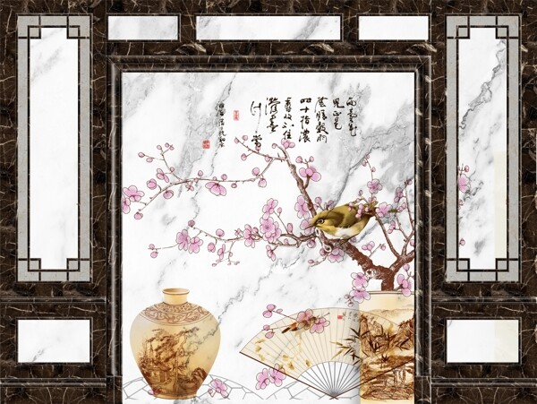 新中式背景墻