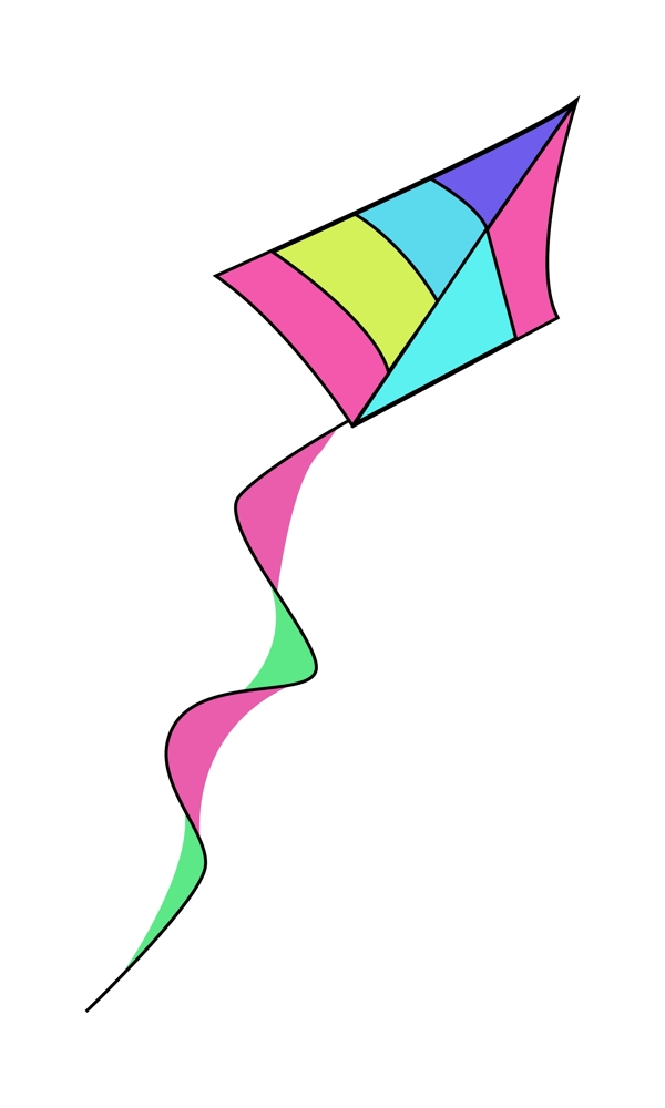手绘彩色的风筝插画