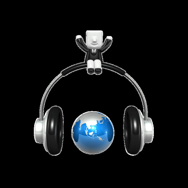 卡拉OK音乐耳机3D小人元素