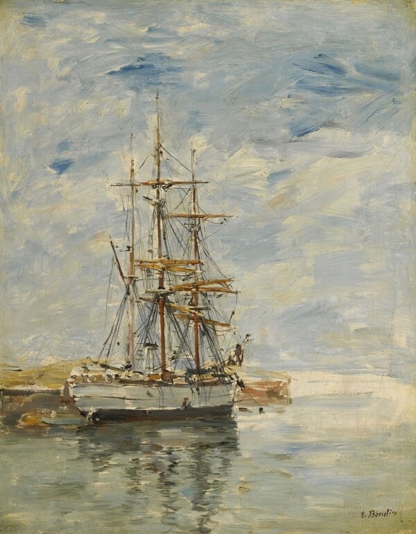 EugeneBoudinAnchoredThreeMaster189497.jpeg畫家風(fēng)景畫靜物油畫建筑油畫裝飾畫