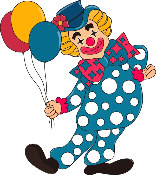 愚人节拿气球小丑可爱卡通形象