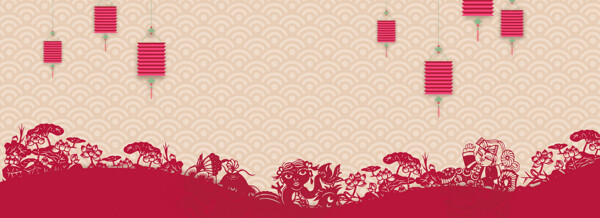 红色灯笼节日淘宝全屏banner背景