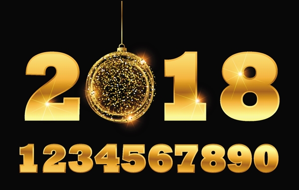 金色2018新年快樂ai矢量素材下載