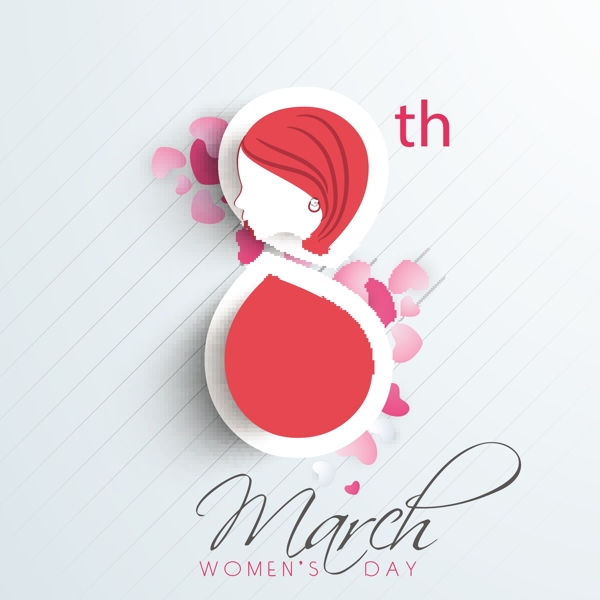 三八婦女節(jié)賀卡或海報與時尚的文本第八三月在時尚的背景設計