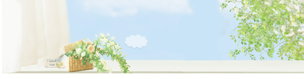 手繪清新綠色樹葉banner背景素材