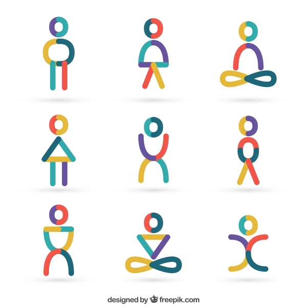 9款彩色瑜伽人物标志矢量素材图片