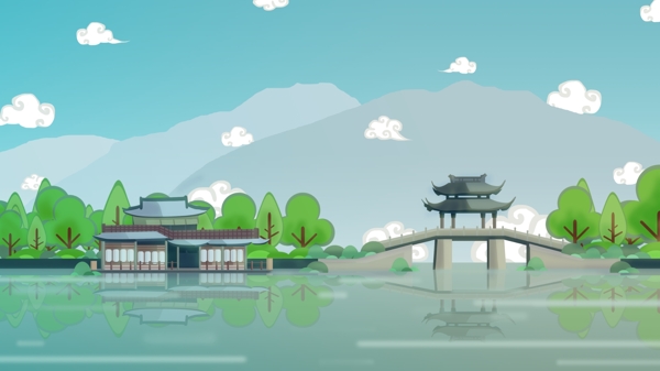 复古建筑中国风插画