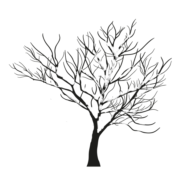 冬季落雪树木黑色秃树装饰素材设计
