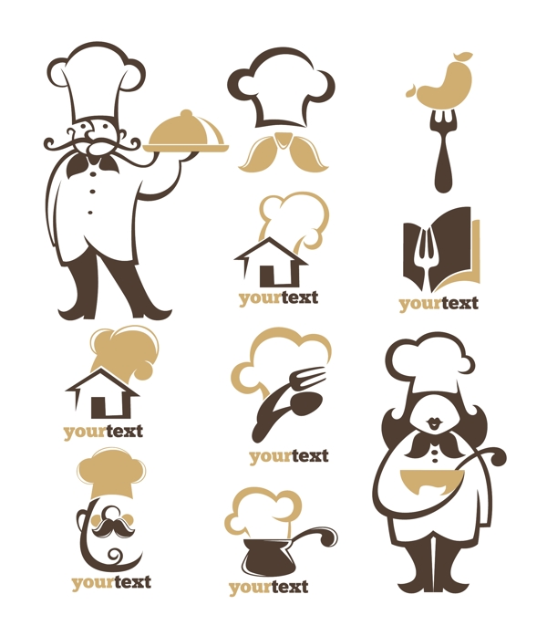 可爱卡通厨师人物标志