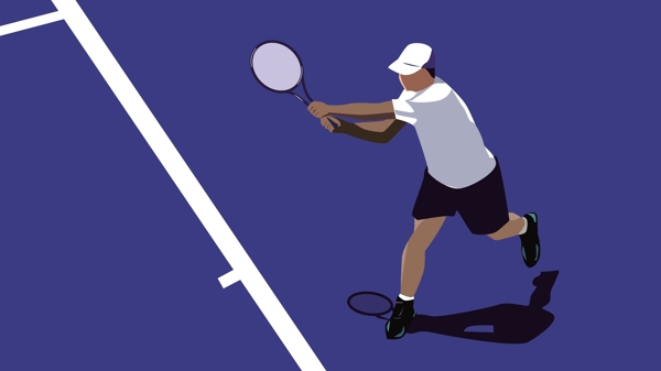原创运动场打网球的男人矢量插画