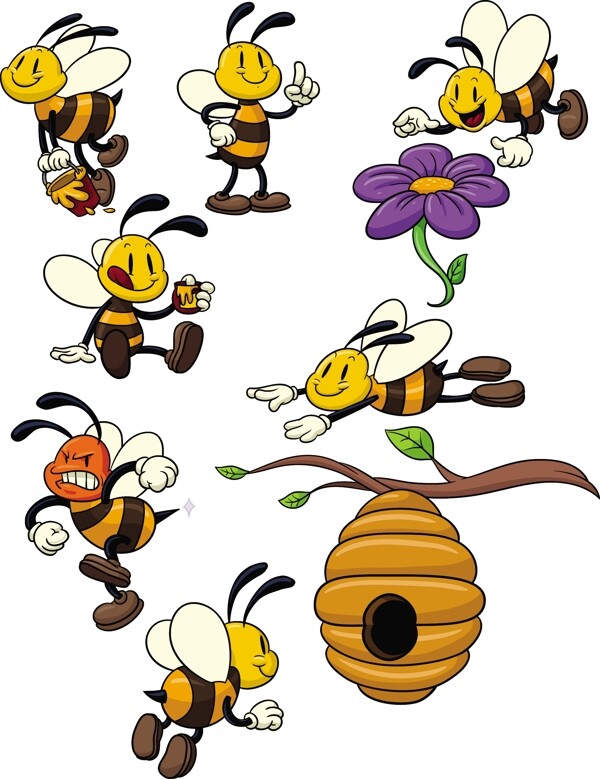 蜜蜂卡通矢量图图片