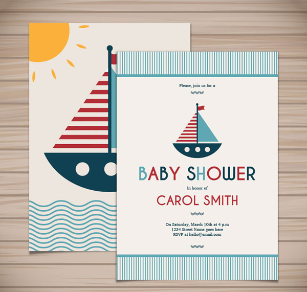 帆船迎婴派对卡片