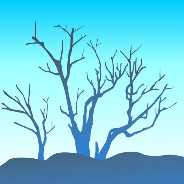 蓝天枯树朦胧背景装饰画