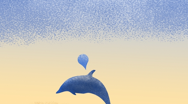 晚安世界唯美清新鲸鱼插画背景