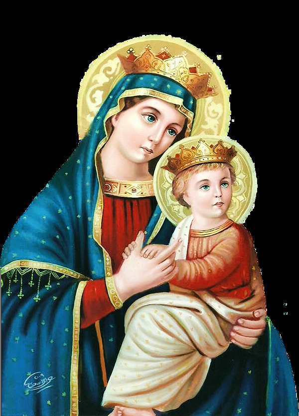 圣母抱着耶稣像免抠png透明素材