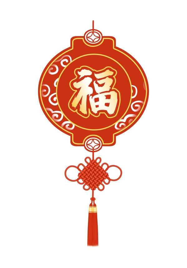 原创手绘中国结福字挂件装饰素材