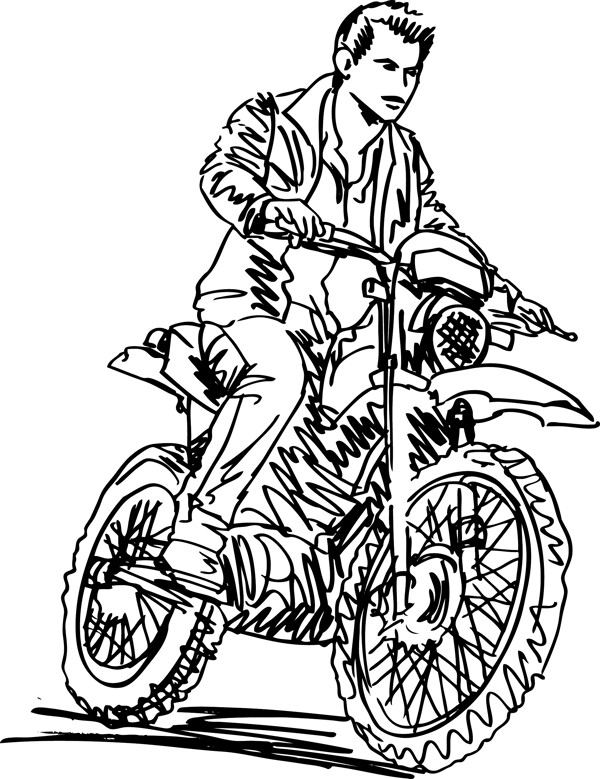 在跟蹤矢量插畫摩托車自行車的速度增加的草圖