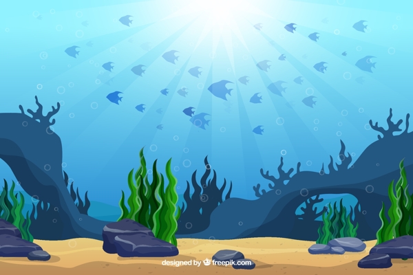 创意海底世界鱼群风景