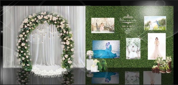 森系迎宾区婚礼场景效果图照片墙