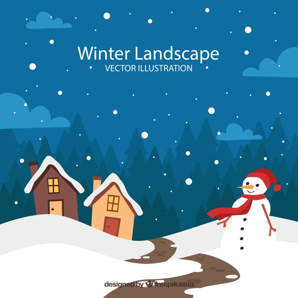 冬季房屋和雪人图片