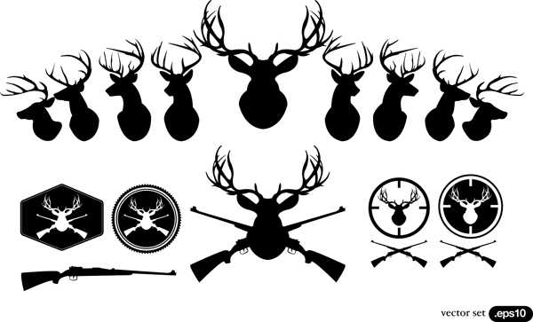 鹿头和剪影