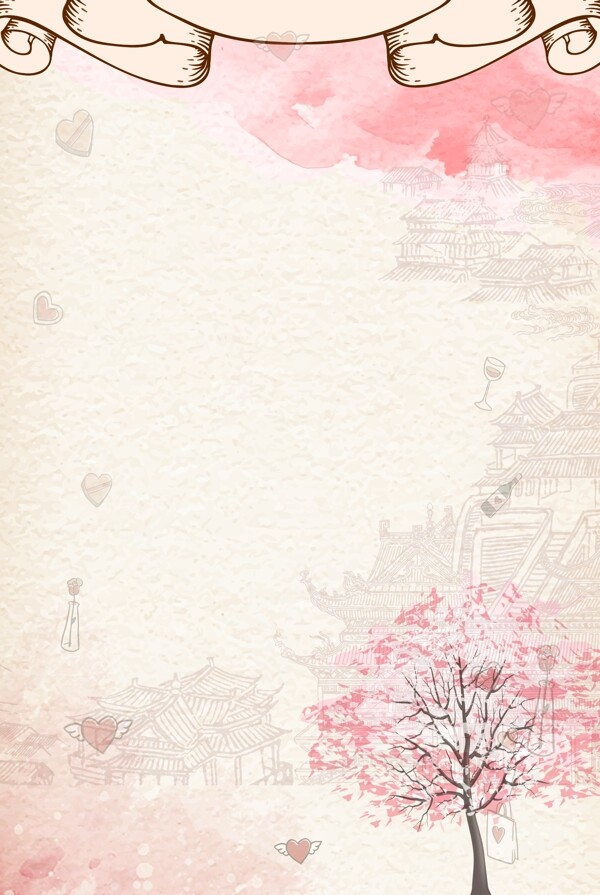 粉色樱花可爱背景图