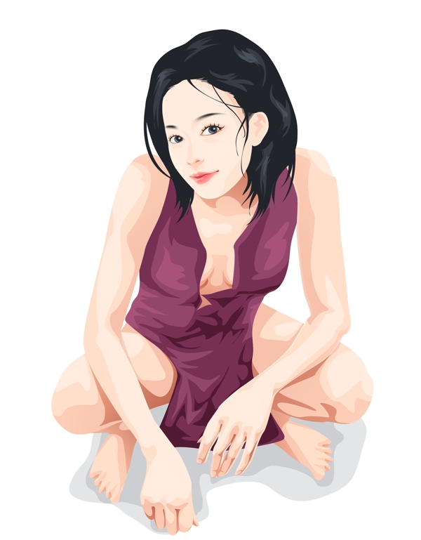 插畫時(shí)尚美女百態(tài)美女圖片