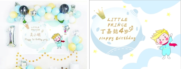 气球生日背景小王子图片