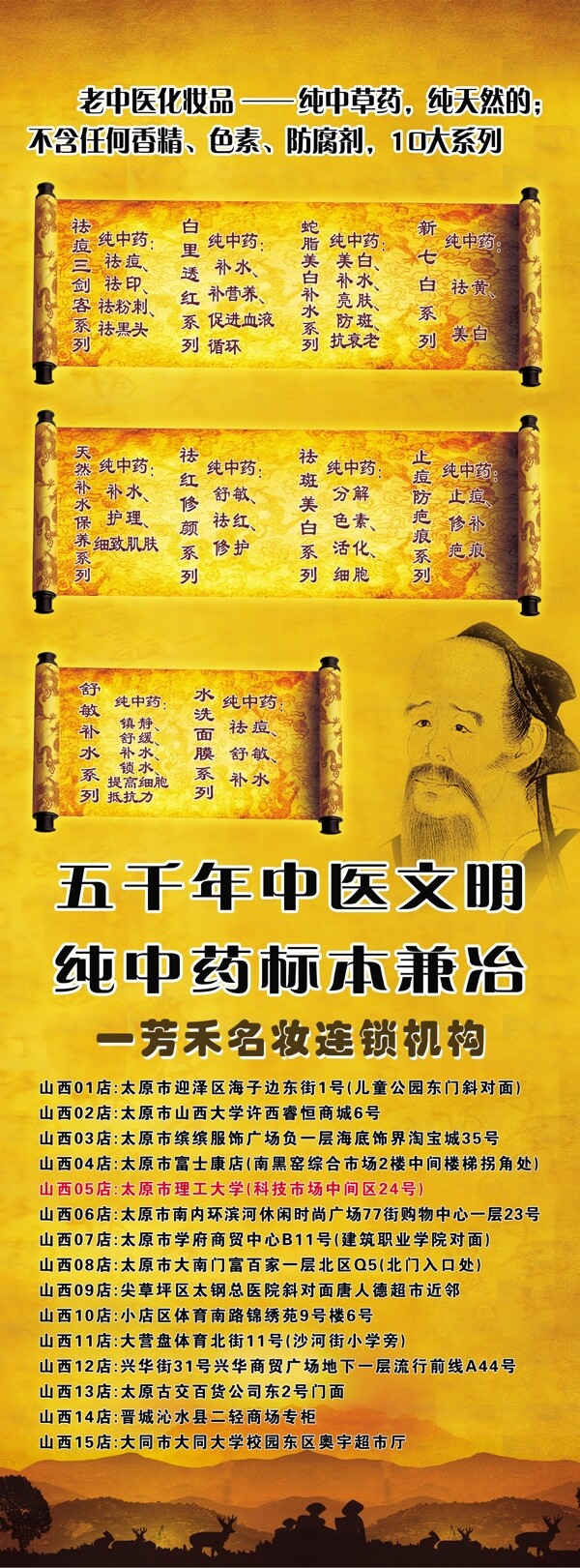老中醫(yī)化妝品展架圖片