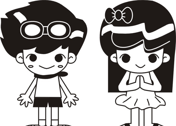 卡通男孩女孩圖片