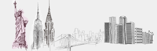 微博自定义封面图手绘美国城市