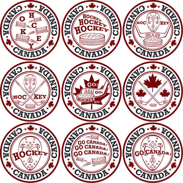 加拿大曲棍球标签矢量素材下载