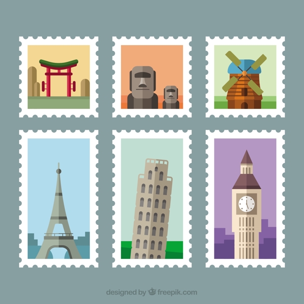 著名城市邮票平面设计模板