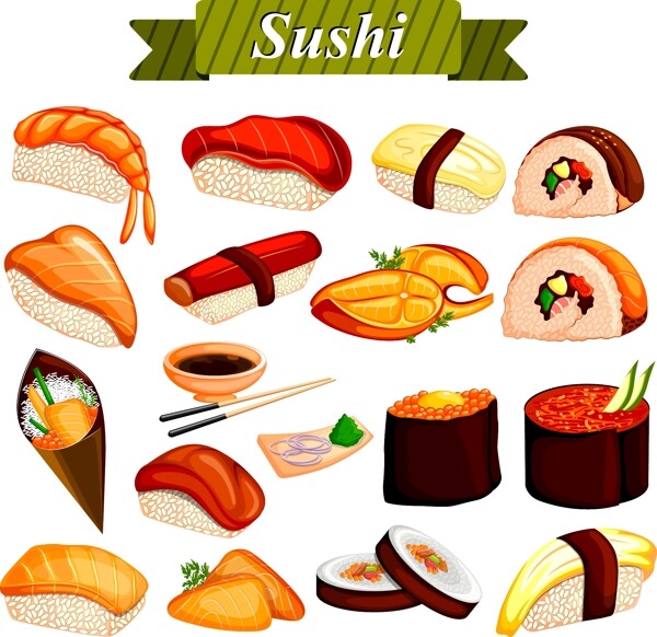 美味的日本壽司插畫
