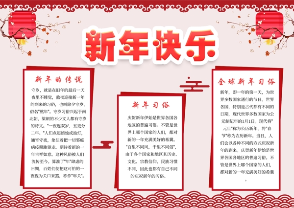 卡通可愛新年電子小報(bào)
