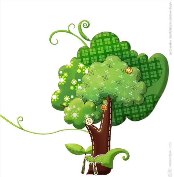 绿色卡通小树图片