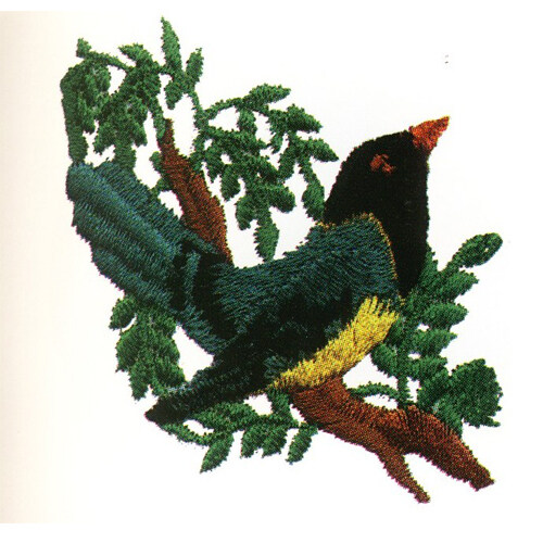 繡花動物鳥類樹枝家紡免費素材