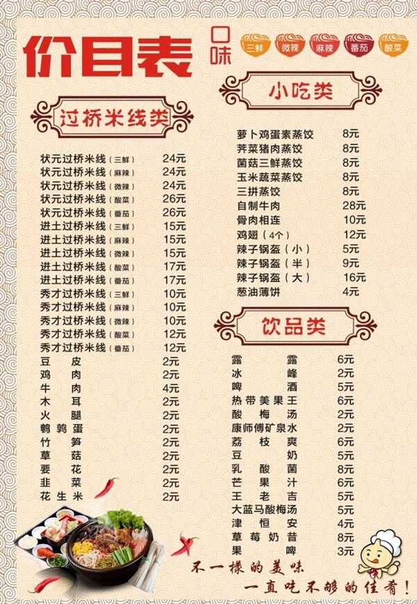價目表