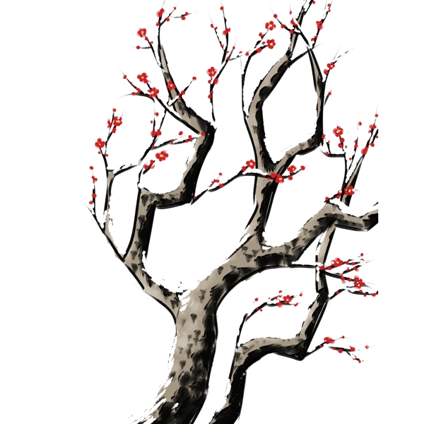 卡通手绘红梅花植物花卉设计