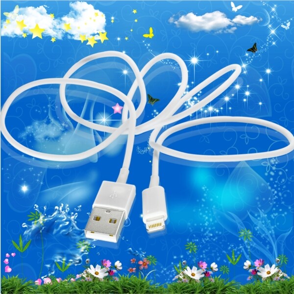 蘋果白色充電線圖片