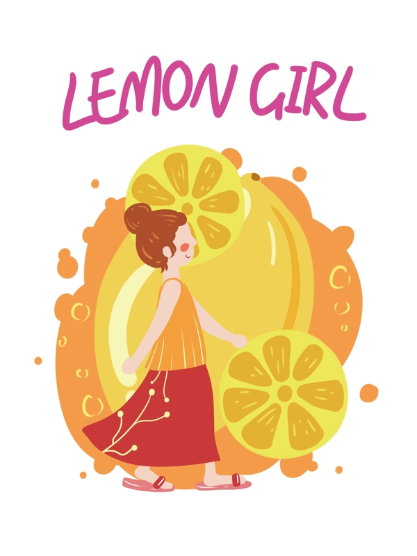帆布袋包装水果系列柠檬女孩小清新卡通